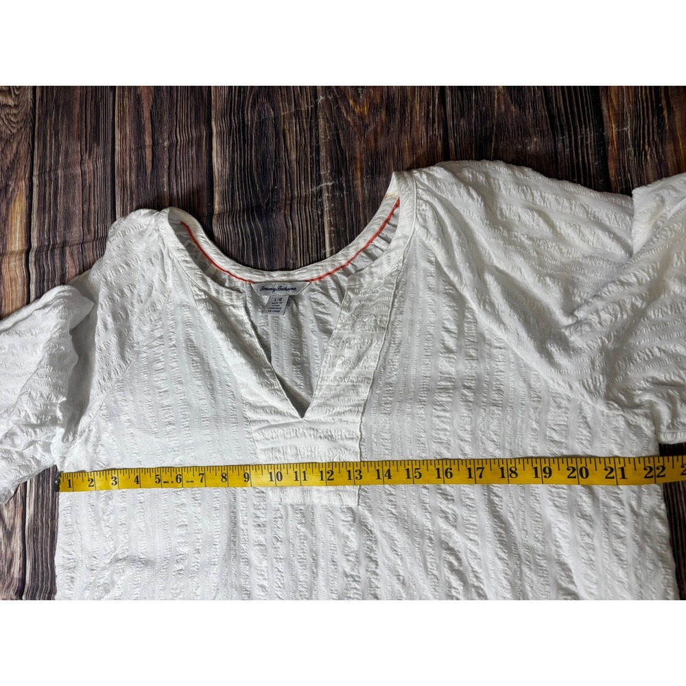 Tommy Bahama White Textured V-Neck Peasant Blouse - Picture 6 of 11